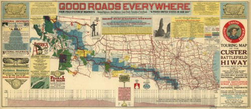 Touring map of the Custer Battlefield Hiway: the scenic route to the west, 1925. Creators: John C. Mulford, C. C. Faunce.