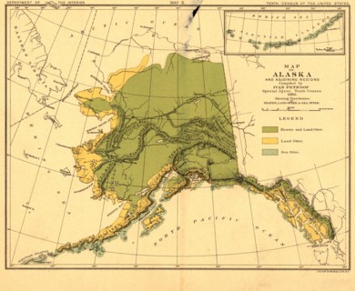 Map of Alaska and adjoining regions, 1882. Creator: Ivan Petrof.