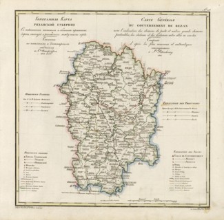 General Map of Ryazan Province: Showing Postal and Major Roads, Stations and..., 1822. Creators: Vasilii Petrovich Piadyshev, Faleleef.
