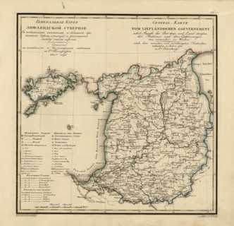 General Map of Livland Province: Showing Postal and Major Roads, Stations and the..., 1820. Creators: Vasilii Petrovich Piadyshev, Iwanoff.