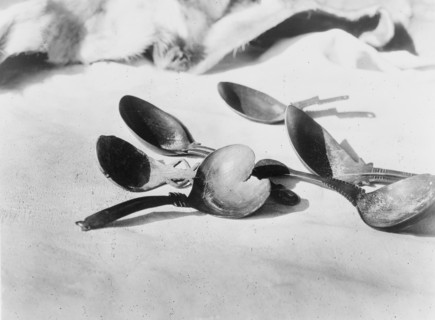 Elk-horn spoons-Tolowa, c1923. Creator: Edward Sheriff Curtis.
