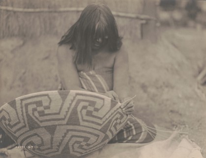 Havachach weaving (Maricopa Tribe, Arizona), 1907 Creator: Edward Sheriff Curtis.