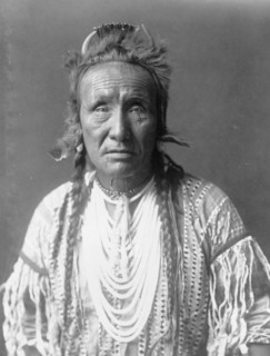 The Grizzly Bear, Piegan, half-length portrait, facing front, c1910. Creator: Edward Sheriff Curtis.