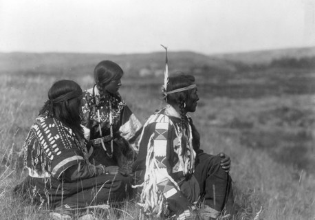 Overlooking the camp-Piegan, c1910. Creator: Edward Sheriff Curtis.
