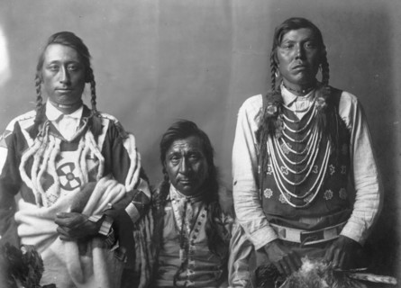 Spotted Eagle, Heavy Gun, and Robert Calf Robe, c1910. Creator: Edward Sheriff Curtis.