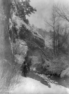 Passing the cliff-Apsaroke, c1908. Creator: Edward Sheriff Curtis.
