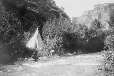 The river camp, c1905. Creator: Edward Sheriff Curtis.