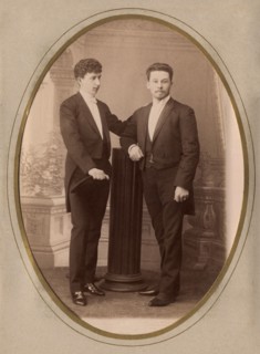 Two young men in civilian suits, 1892. Creator: Bogdanovich.