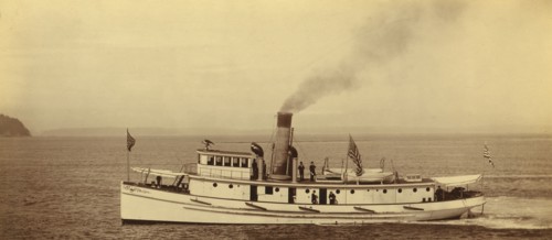 Port side view of small American ship, 1894 or 1895. Creator: Alfred Lee Broadbent.