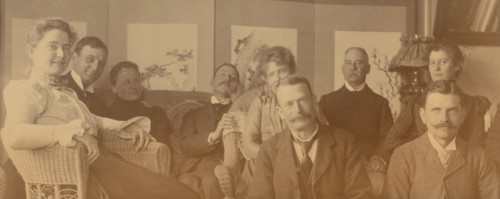 A social gathering in the veranda room, Dom Smith, Vladivostok, Russia, 1899. Creator: David M. Clarkson.