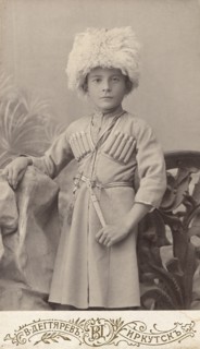 Portrait of a boy Leonid in a Caucasian national costume, end of 19th century. Creator: VV Degtiarev.