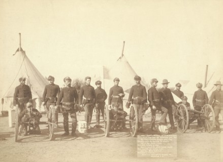Famous Battery "E" of 1st Artillery These brave men and the Hotchkiss gun that Big Foot's..., 1891. Creator: John C. H. Grabill.
