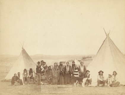 The Indian Girl's Home A group of Indian girls and Indian police at Big Foot's village..., 1890. Creator: John C. H. Grabill.