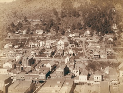 Altitude Part of Deadwood as seen from big flume, showing steps, stairways..., between 1887 and 92. Creator: John C. H. Grabill.
