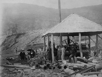 Gold washing machine on Askold Island, 1865-1871. Creator: VV Lanin.