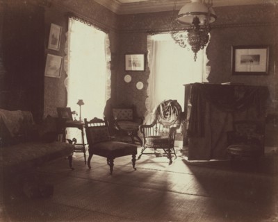 Corner of drawing room, facing south and west, Dom Smith, Vladivostok, Russia, 1899. Creator: Eleanor Lord Pray.