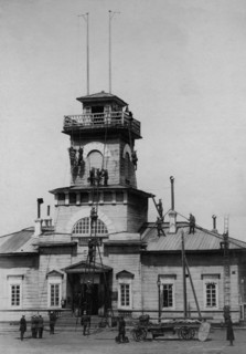 Irkutsk police fire brigade. Exercise with ladders and hooks, 1894. Creator: R Prorokov.