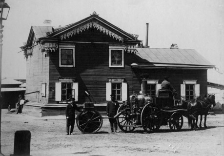 Irkutsk police fire brigade. Steam fire pipe and Arsenal well, 1894. Creator: R Prorokov.