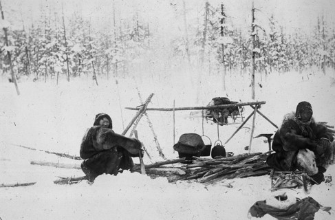 Bonfire in the woods, 1890. Creator: Unknown.