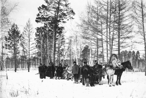 The convoy is in the woods, 1890. Creator: Unknown.