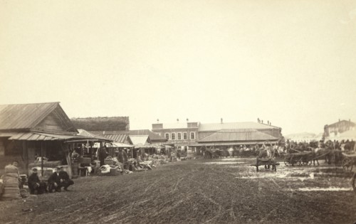 View in bazar [ie, bazaar] at Irkutsk, between 1885 and 1886. Creator: Unknown.