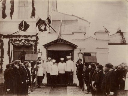 Seeing off Tsesarevich Nicholas Alexandrovich from the city of Kansk, 1891.  Creator: AM Zlobkov.