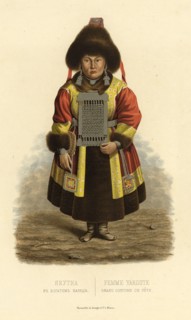 Yakut Woman in Rich Folk Attire, 1856. Creator: Ivan Dem'ianovich Bulychev.