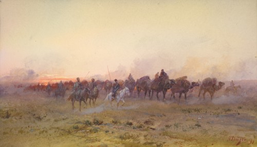 Cossacks Escorting the Taranchi into Russian Territory During the Occupation of the Ili...,19th cent Creator: Nikolay Nikolaevich Karazin.