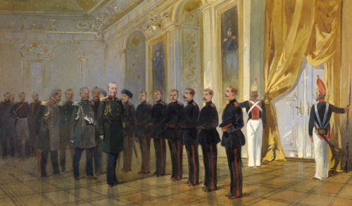 Siberian Cossacks in the Guard Presentation to the Emperor Nikolai Pavlovich at the..., 19th cent. Creator: Nikolay Nikolaevich Karazin.