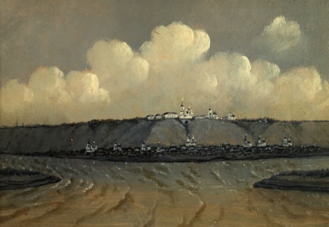 View of the City of Tobol'sk, the Right Bank of the Irtysh River From the Mouth of..., 1880-1889. Creator: Pavel Mikhailovich Kosharov.