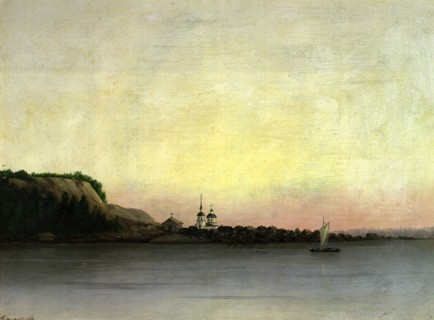 The Village of Samarovo at 2 Versts From the Steamer Pier. View to the East, 1880-1897. Creator: Pavel Mikhailovich Kosharov.