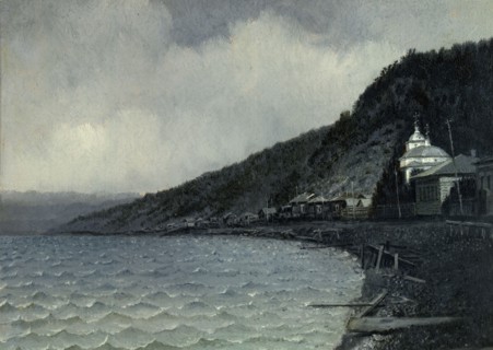 View of the Listvennichnoe Village and Lake Bailkal, 1880-1897. Creator: Pavel Mikhailovich Kosharov.