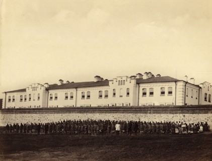 Internees Praying outside the Gornyi Zerentui Prison, 1891. Creator: Aleksei Kuznetsov.