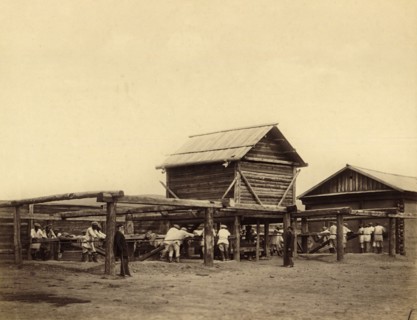 Hard Labor Convicts Working at the Gornyi Zerentui Flour Mill, 1891. Creator: Aleksei Kuznetsov.