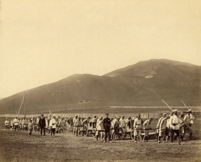 Hard Labor Convicts Hauling Construction Materials to Worksites in Gornyi Zerentui, 1891. Creator: Aleksei Kuznetsov.
