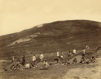 Hard Labor Convicts Sorting Ore at the Savinsk Mine, Zerentui Section of the Nerchinsk..., 1891. Creator: Aleksei Kuznetsov.
