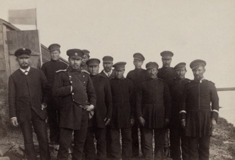 The Staff of the Expedition: Doctor Grinevetskii, the Official Dmitriev, the Foreman..., 1889. Creator: Unknown.