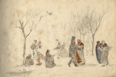 May Day - The fifth page of the album from the collection of I.S. Abramova, 1858. Creator: Mikhail Znamensky.