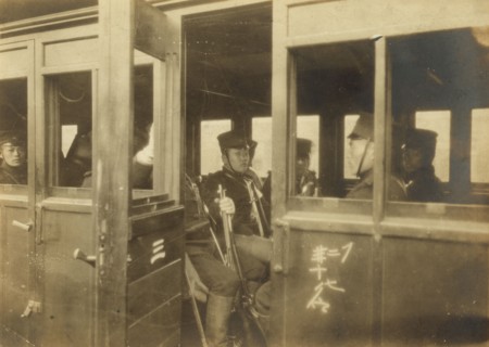 Japanese infantry ready to leave Tokyo for the front, c1904. Creator: Jimmy Hare.