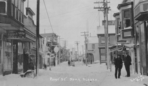 Front Street covered with snow, between c1900 and c1930. Creator: Lomen Brothers.