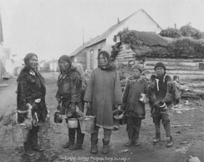 Eskimo berry pickers, between c1900 and c1930. Creator: Lomen Brothers.