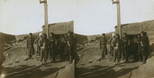 Carrying wounded Russian in a jinriksha from the front down to the hospital in Port Arthur, c1905. Creator: Underwood & Underwood.