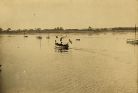Proceeding to peace conference by steam launch, 1905. Creator: Unknown.