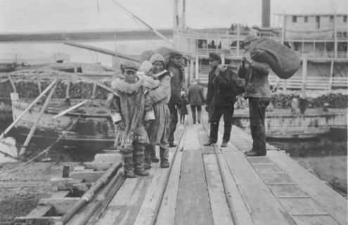 Eskimos on a dock, between c1900 and 1916. Creator: Unknown.
