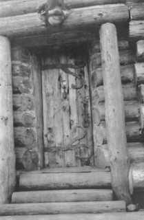 Door of the Log Cabin Club, between c1900 and 1916. Creator: Unknown.