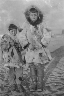 Two Eskimo boys on a windy day, between c1900 and 1916. Creator: Unknown.