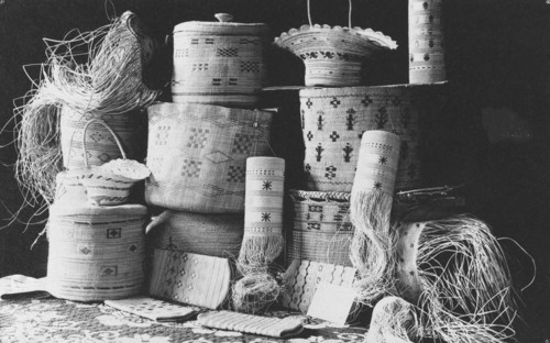 Basket weaving, between c1900 and c1930. Creator: Unknown.