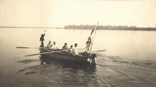 Measurements of the Zeya River by a survey party, 1909. Creator: Vladimir Ivanovich Fedorov.