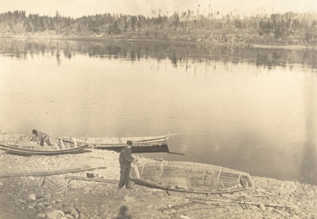 Construction of boats on the banks of the Inorogda River, 1909. Creator: Vladimir Ivanovich Fedorov.