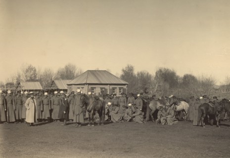 Sotnia (Cossack Cavalry Squadron) Camp in the Frontier Village of Kenderlyksk in the..., 1909. Creator: Nikolai Georgievich Katanaev.